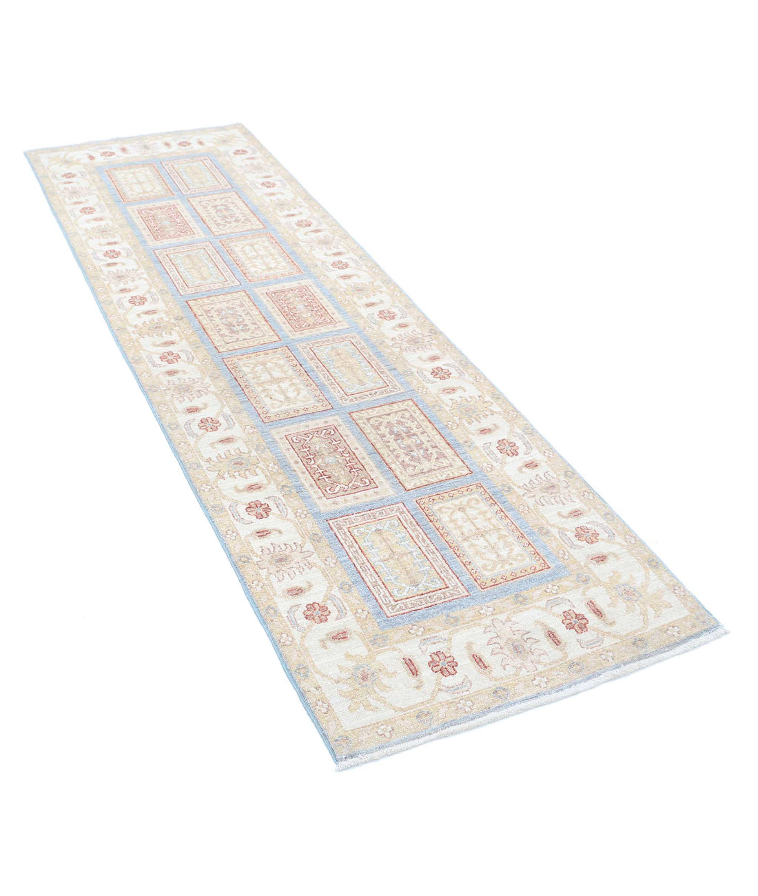 Bakhtiari 2'7'' X 8'3'' Hand-Knotted Wool Rug 2'7'' x 8'3'' (78 X 248) / Blue / Ivory