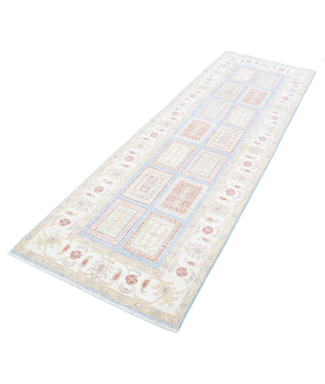 Bakhtiari 2'7'' X 8'3'' Hand-Knotted Wool Rug 2'7'' x 8'3'' (78 X 248) / Blue / Ivory