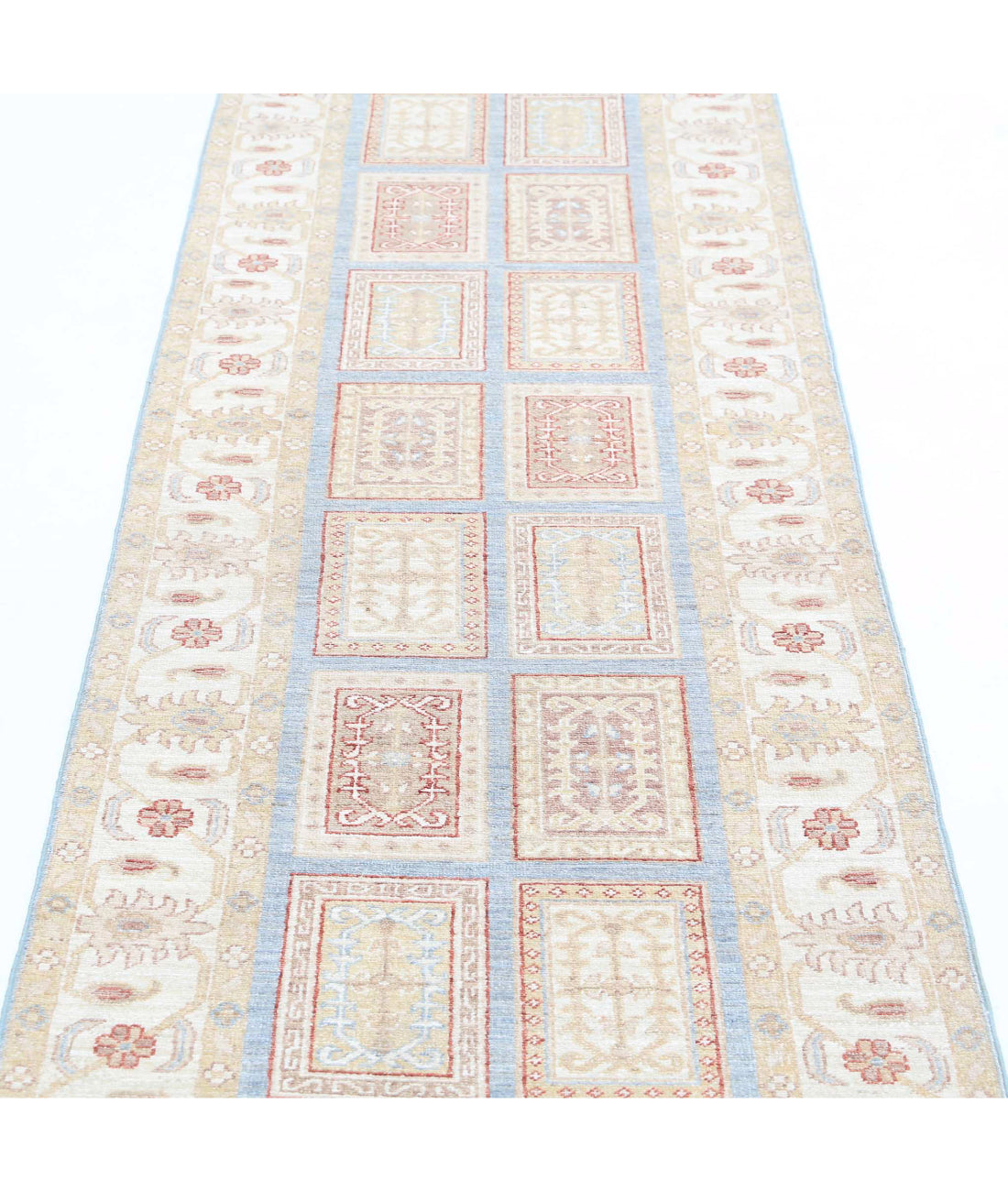 Bakhtiari 2'7'' X 8'3'' Hand-Knotted Wool Rug 2'7'' x 8'3'' (78 X 248) / Blue / Ivory