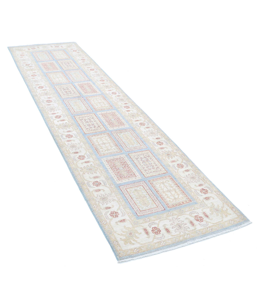 Bakhtiari 2'8'' X 9'10'' Hand-Knotted Wool Rug 2'8'' x 9'10'' (80 X 295) / Blue / Ivory