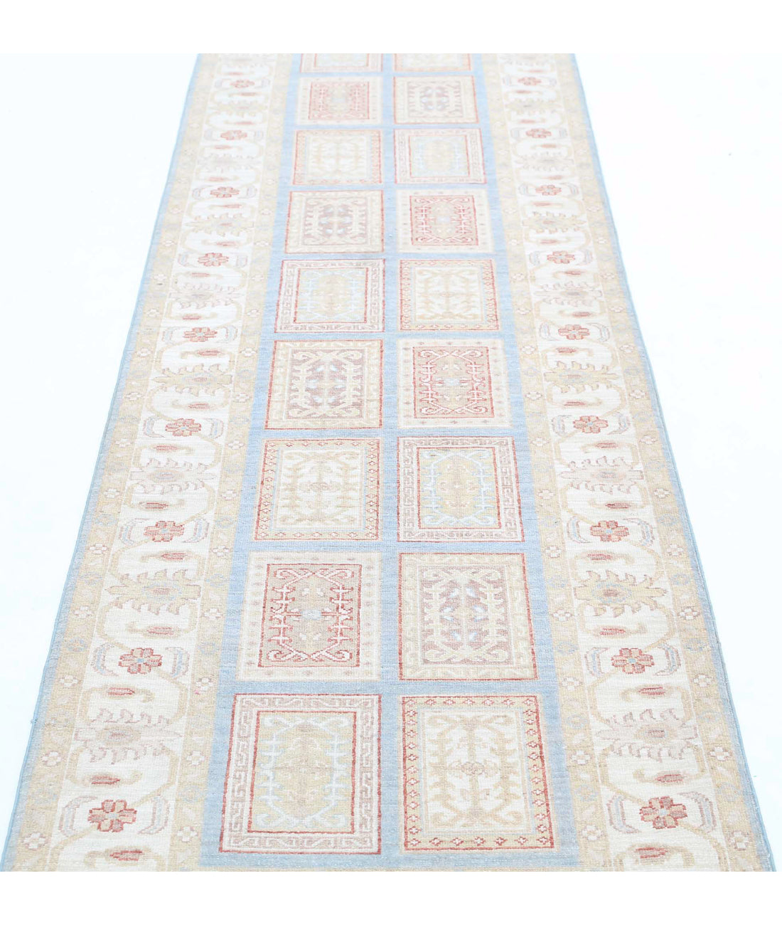 Bakhtiari 2'8'' X 9'10'' Hand-Knotted Wool Rug 2'8'' x 9'10'' (80 X 295) / Blue / Ivory