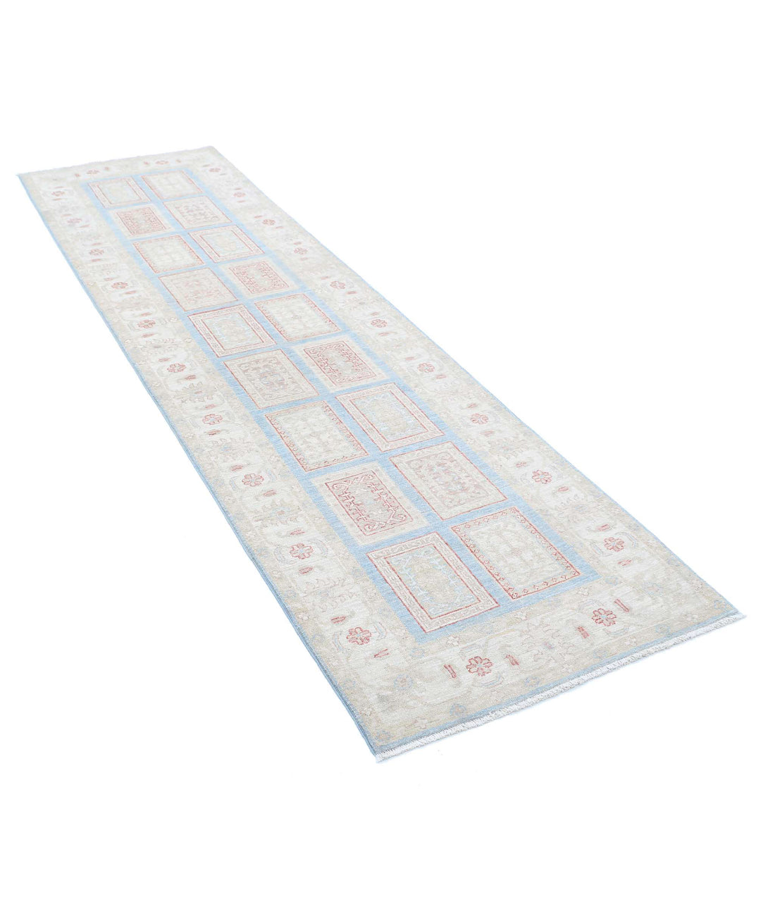 Bakhtiari 2'8'' X 9'6'' Hand-Knotted Wool Rug 2'8'' x 9'6'' (80 X 285) / Blue / Ivory