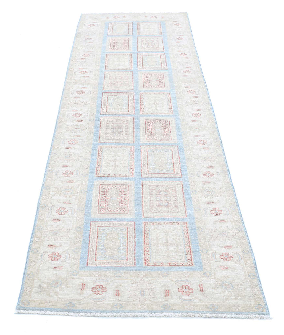 Bakhtiari 2'8'' X 9'6'' Hand-Knotted Wool Rug 2'8'' x 9'6'' (80 X 285) / Blue / Ivory