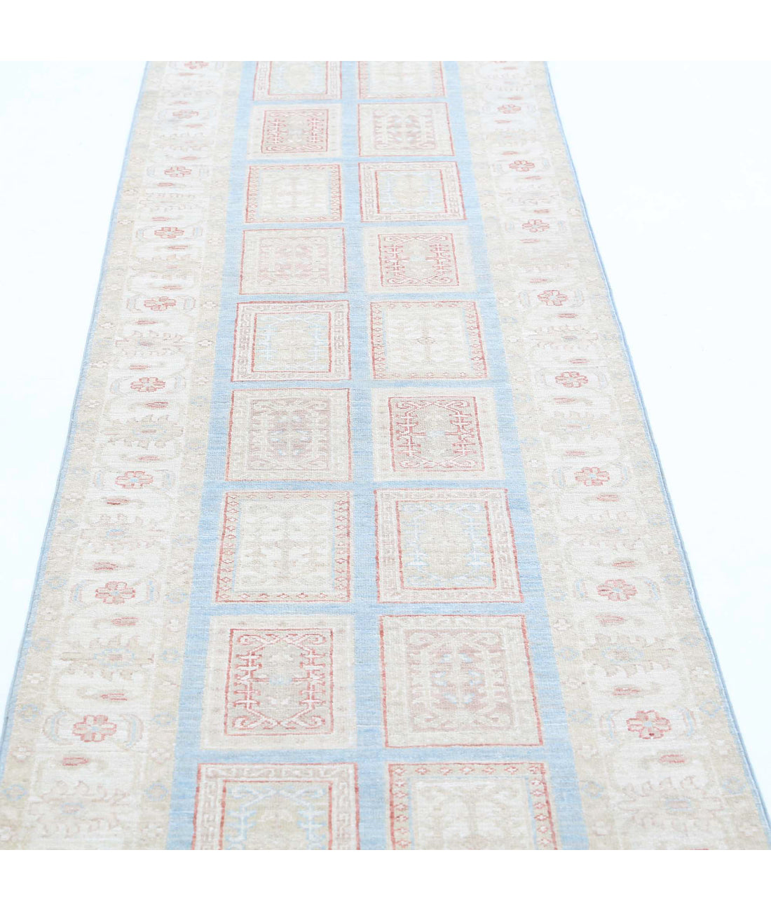 Bakhtiari 2'8'' X 9'6'' Hand-Knotted Wool Rug 2'8'' x 9'6'' (80 X 285) / Blue / Ivory