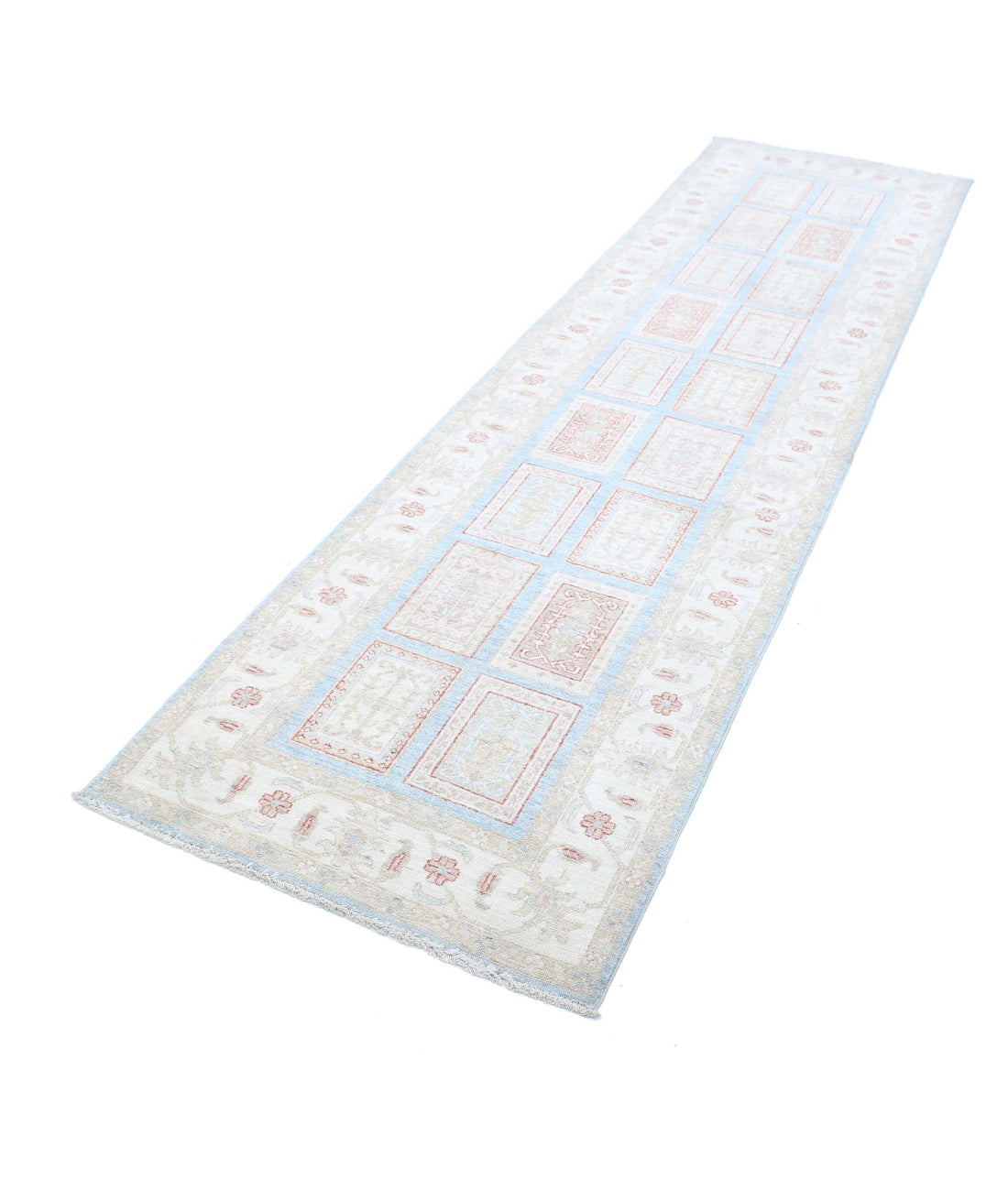 Bakhtiari 2'8'' X 10'2'' Hand-Knotted Wool Rug 2'8'' x 10'2'' (80 X 305) / Blue / Ivory