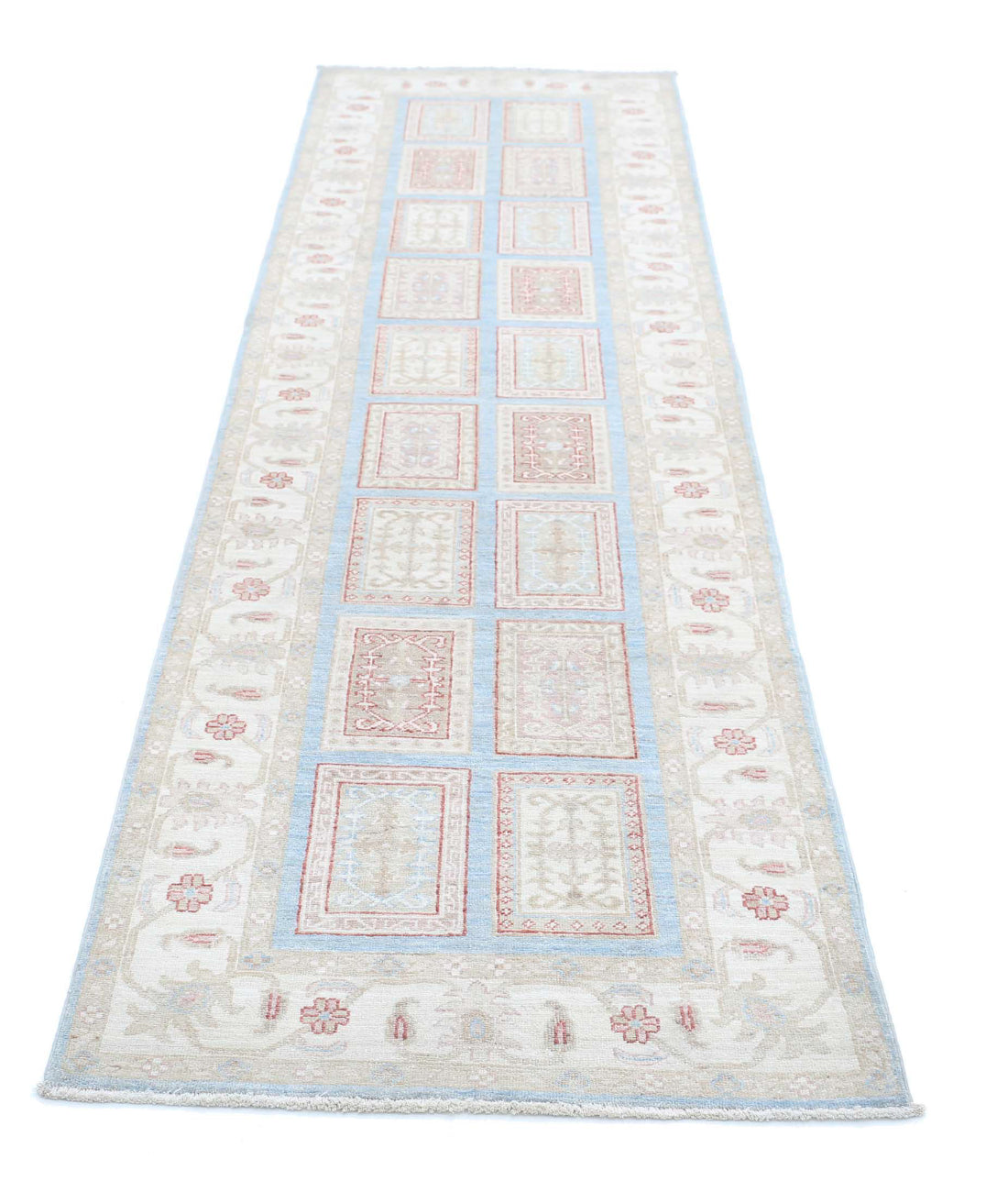 Bakhtiari 2'8'' X 10'2'' Hand-Knotted Wool Rug 2'8'' x 10'2'' (80 X 305) / Blue / Ivory