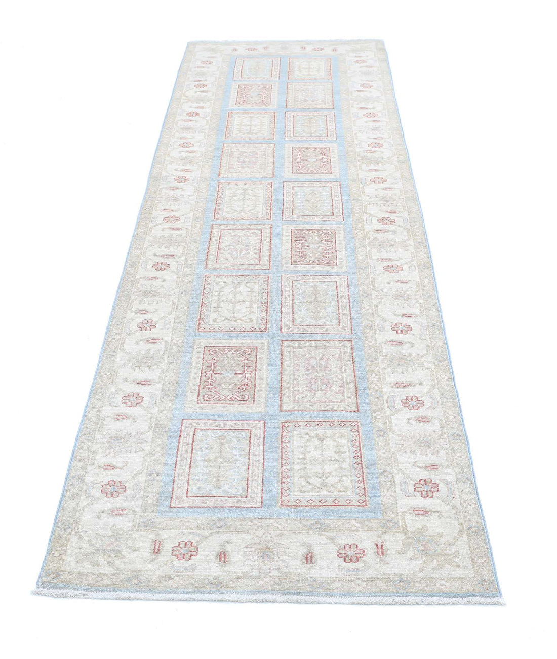 Bakhtiari 2'9'' X 10'0'' Hand-Knotted Wool Rug 2'9'' x 10'0'' (83 X 300) / Blue / Ivory