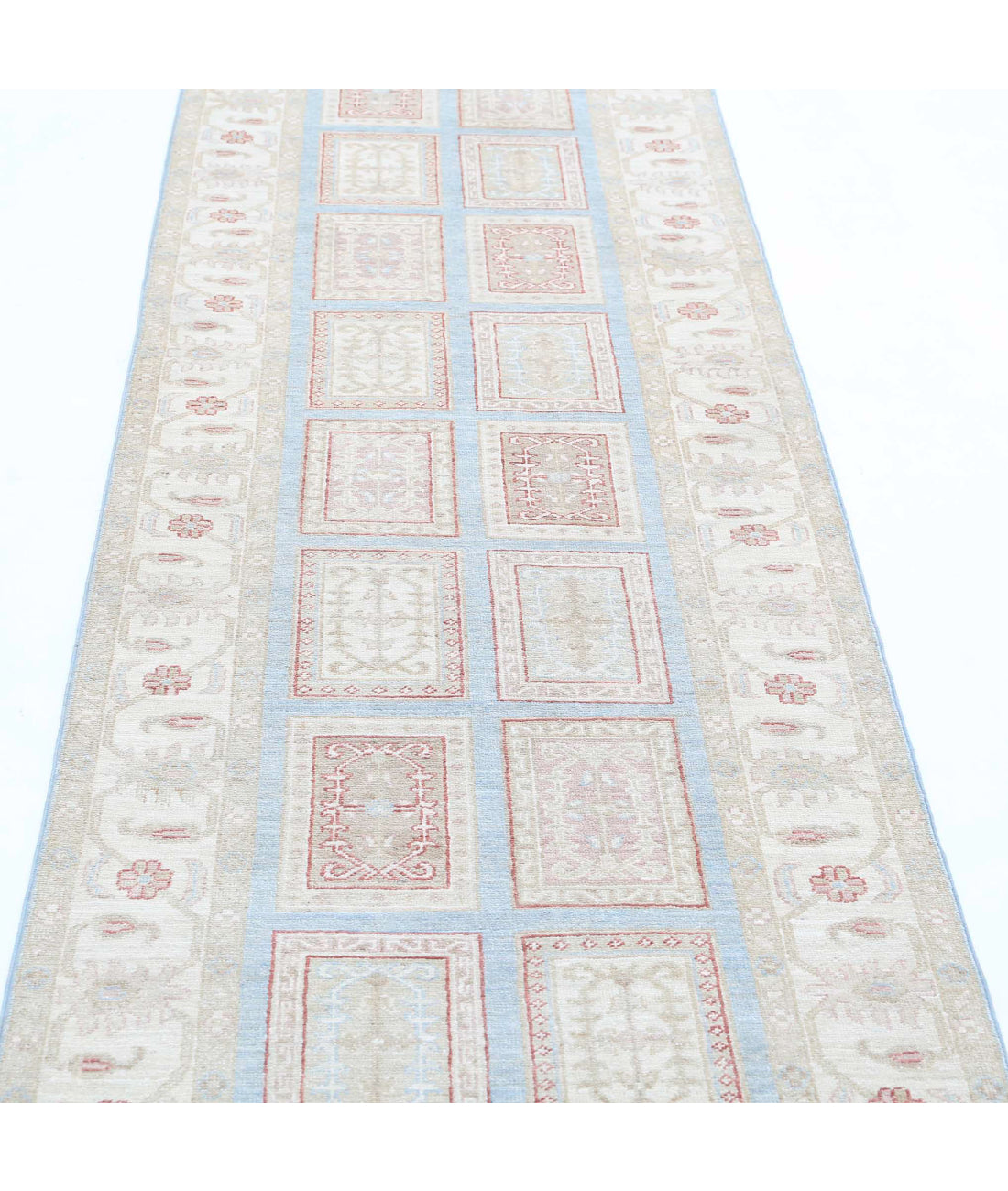 Bakhtiari 2'9'' X 10'0'' Hand-Knotted Wool Rug 2'9'' x 10'0'' (83 X 300) / Blue / Ivory