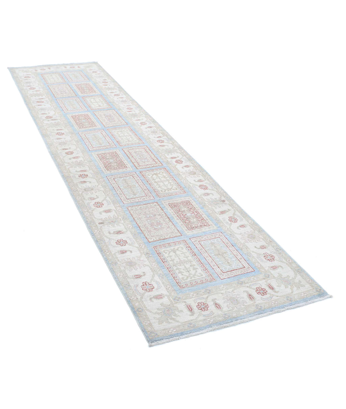 Bakhtiari 2'9'' X 10'3'' Hand-Knotted Wool Rug 2'9'' x 10'3'' (83 X 308) / Blue / Ivory