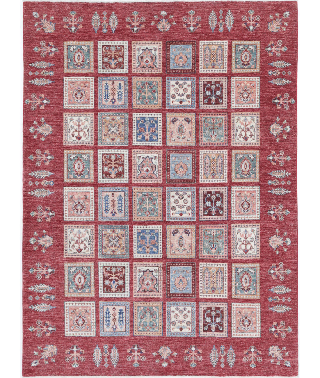 Bakhtiari 5'7'' X 7'8'' Hand-Knotted Wool Rug 5'7'' x 7'8'' (168 X 230) / Red / Red