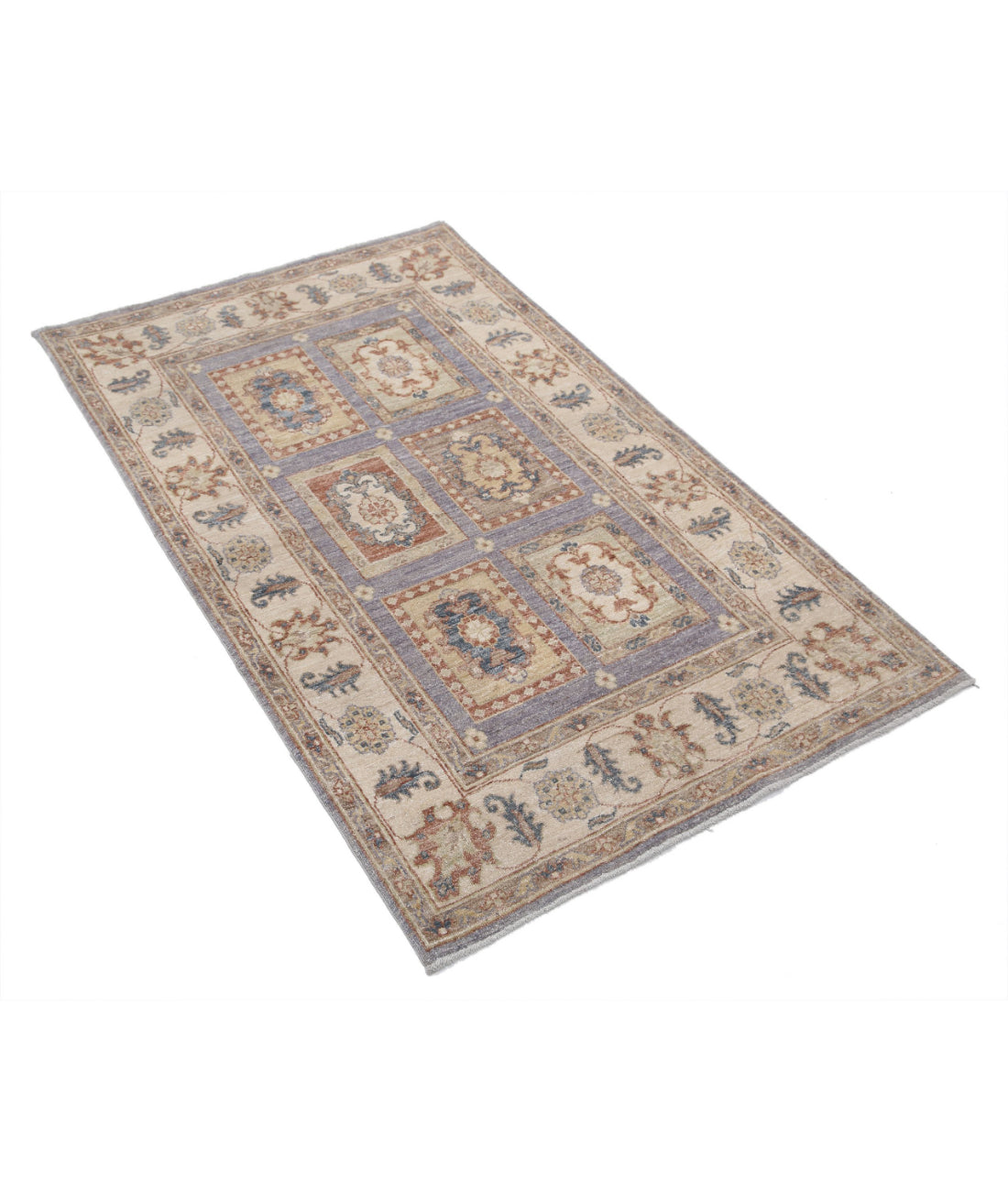 Bakhtiari 3'0'' X 5'0'' Hand-Knotted Wool Rug 3'0'' x 5'0'' (90 X 150) / Grey / Ivory