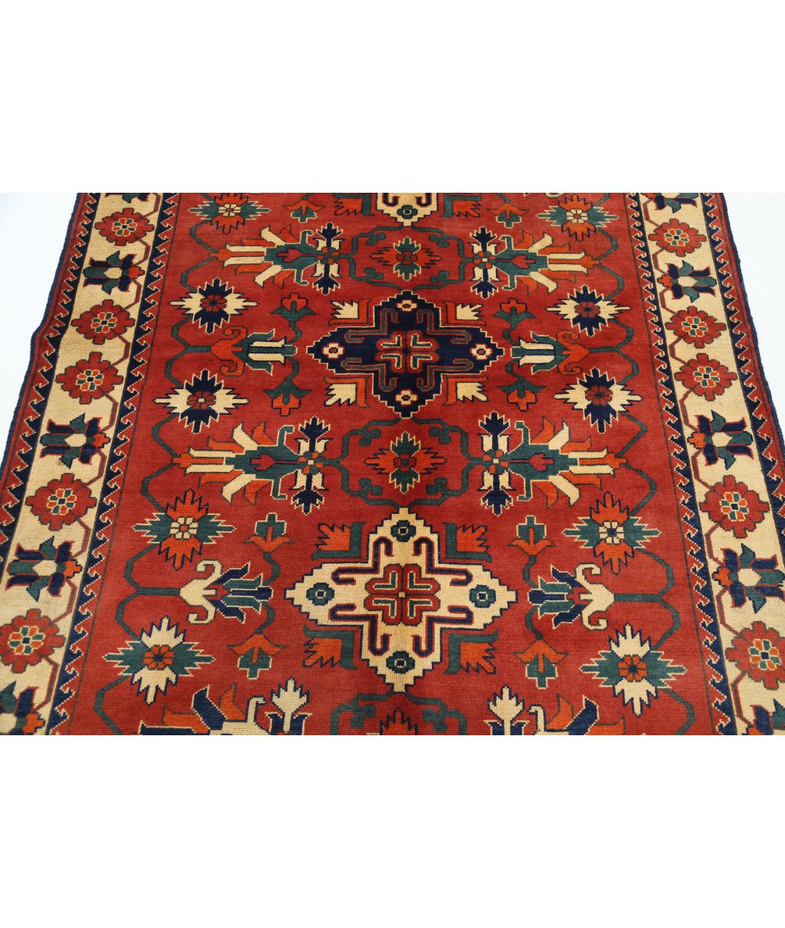 Afghan 4' 10" X 6' 3" Hand-Knotted Wool Rug 4' 10" X 6' 3" (147 X 191) / Rust / Beige