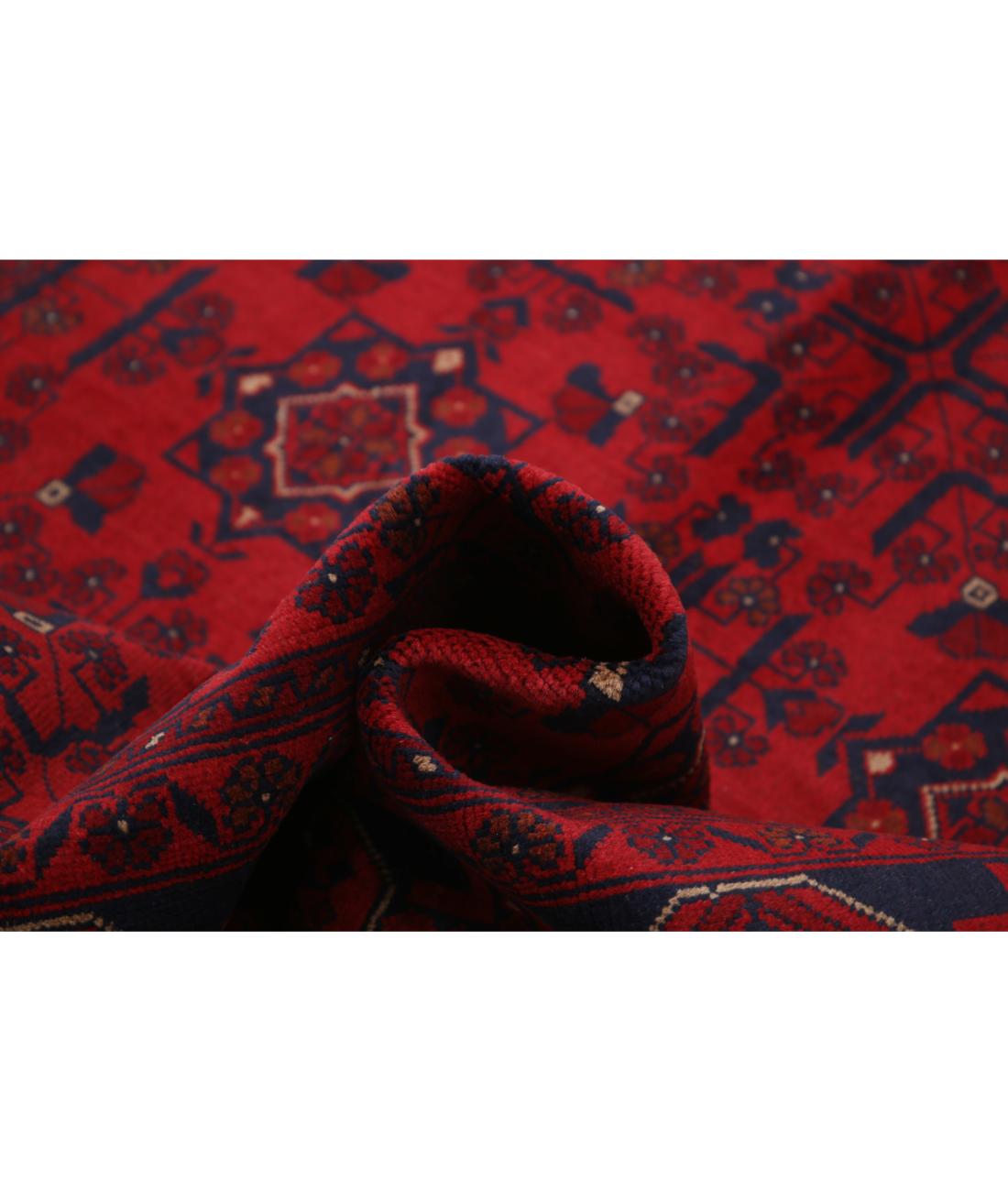 Afghan 5' 6" X 7' 5" Hand-Knotted Wool Rug 5' 6" X 7' 5" (168 X 226) / Red / Blue