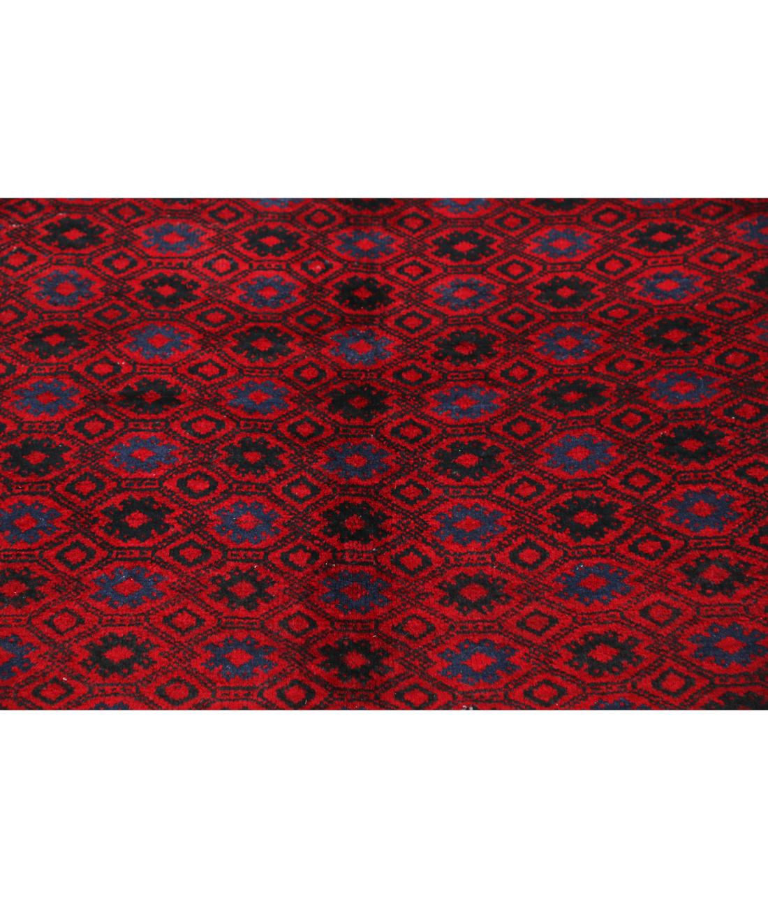 Afghan 6' 2" X 11' 0" Hand-Knotted Wool Rug 6' 2" X 11' 0" (188 X 335) / Red / Blue