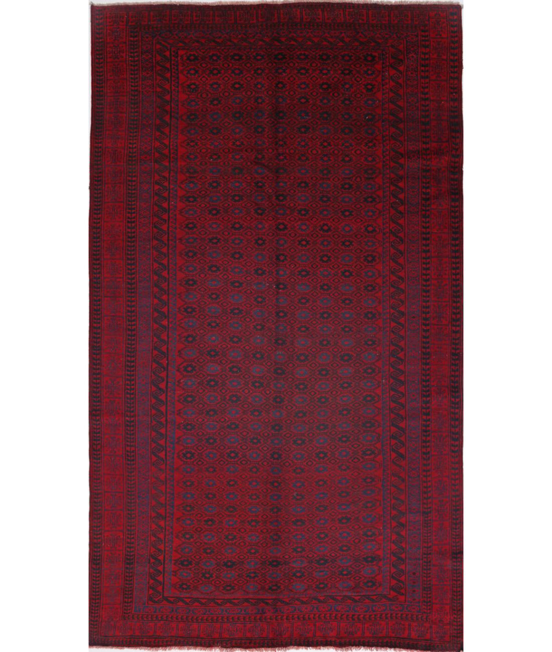 Afghan 6' 2" X 11' 0" Hand-Knotted Wool Rug 6' 2" X 11' 0" (188 X 335) / Red / Blue