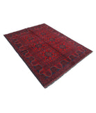 Afghan 4' 10" X 6' 4" Hand-Knotted Wool Rug 4' 10" X 6' 4" (147 X 193) / Red / Blue