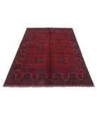 Afghan 4' 10" X 6' 4" Hand-Knotted Wool Rug 4' 10" X 6' 4" (147 X 193) / Red / Blue