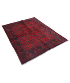 Afghan 4' 10" X 6' 4" Hand-Knotted Wool Rug 4' 10" X 6' 4" (147 X 193) / Red / Blue