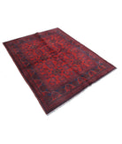 Afghan 4' 10" X 6' 4" Hand-Knotted Wool Rug 4' 10" X 6' 4" (147 X 193) / Red / Blue