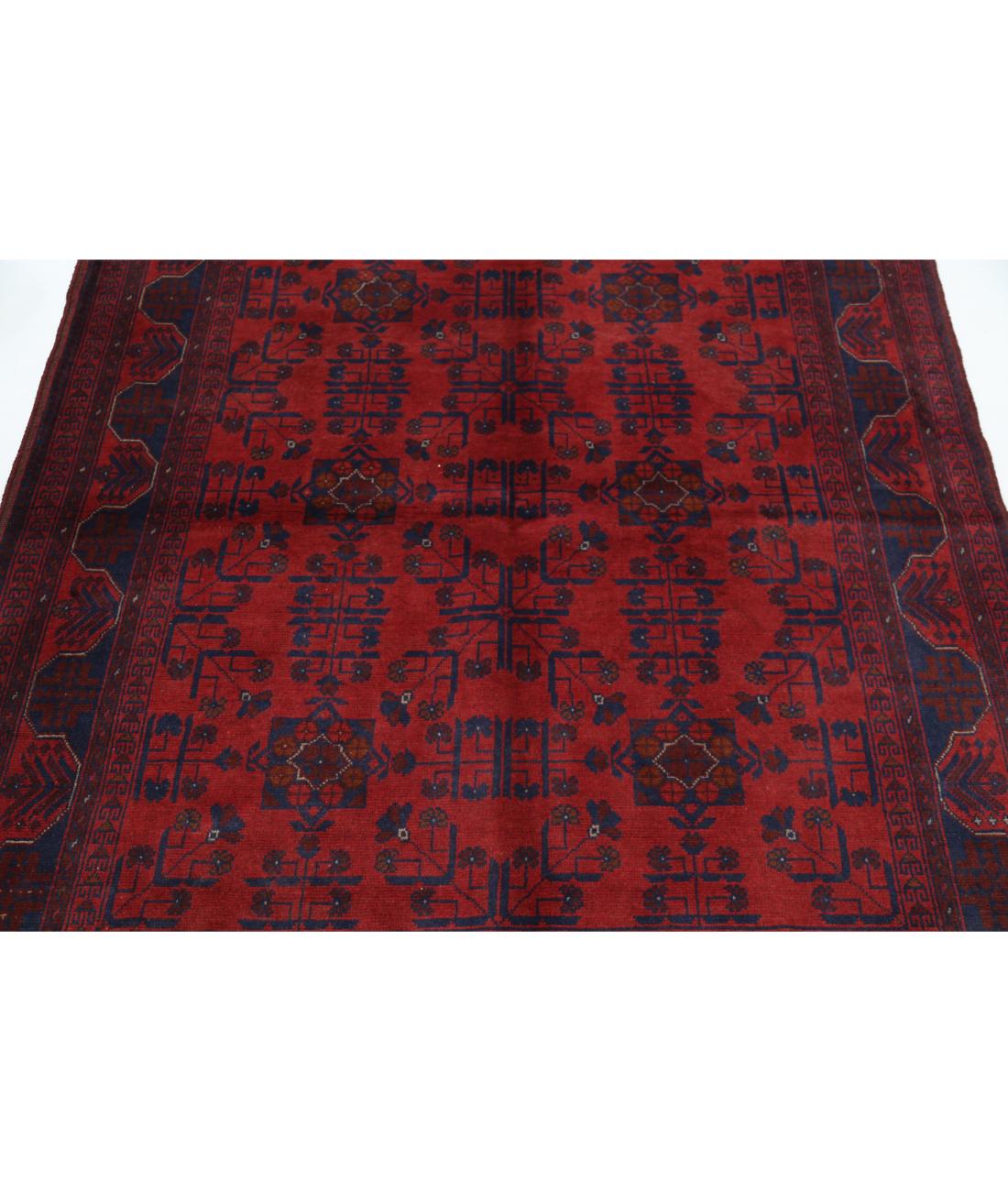 Afghan 4' 10" X 6' 4" Hand-Knotted Wool Rug 4' 10" X 6' 4" (147 X 193) / Red / Blue