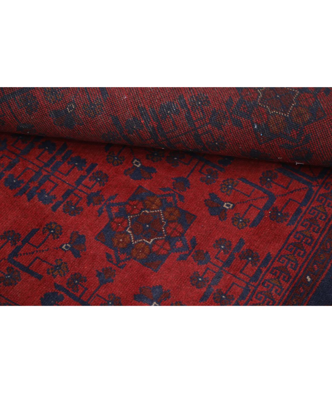 Afghan 4' 10" X 6' 4" Hand-Knotted Wool Rug 4' 10" X 6' 4" (147 X 193) / Red / Blue