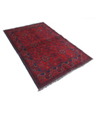 Afghan 4' 2" X 6' 4" Hand-Knotted Wool Rug 4' 2" X 6' 4" (127 X 193) / Red / Blue