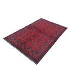 Afghan 4' 2" X 6' 4" Hand-Knotted Wool Rug 4' 2" X 6' 4" (127 X 193) / Red / Blue