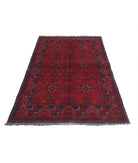 Afghan 4' 2" X 6' 4" Hand-Knotted Wool Rug 4' 2" X 6' 4" (127 X 193) / Red / Blue