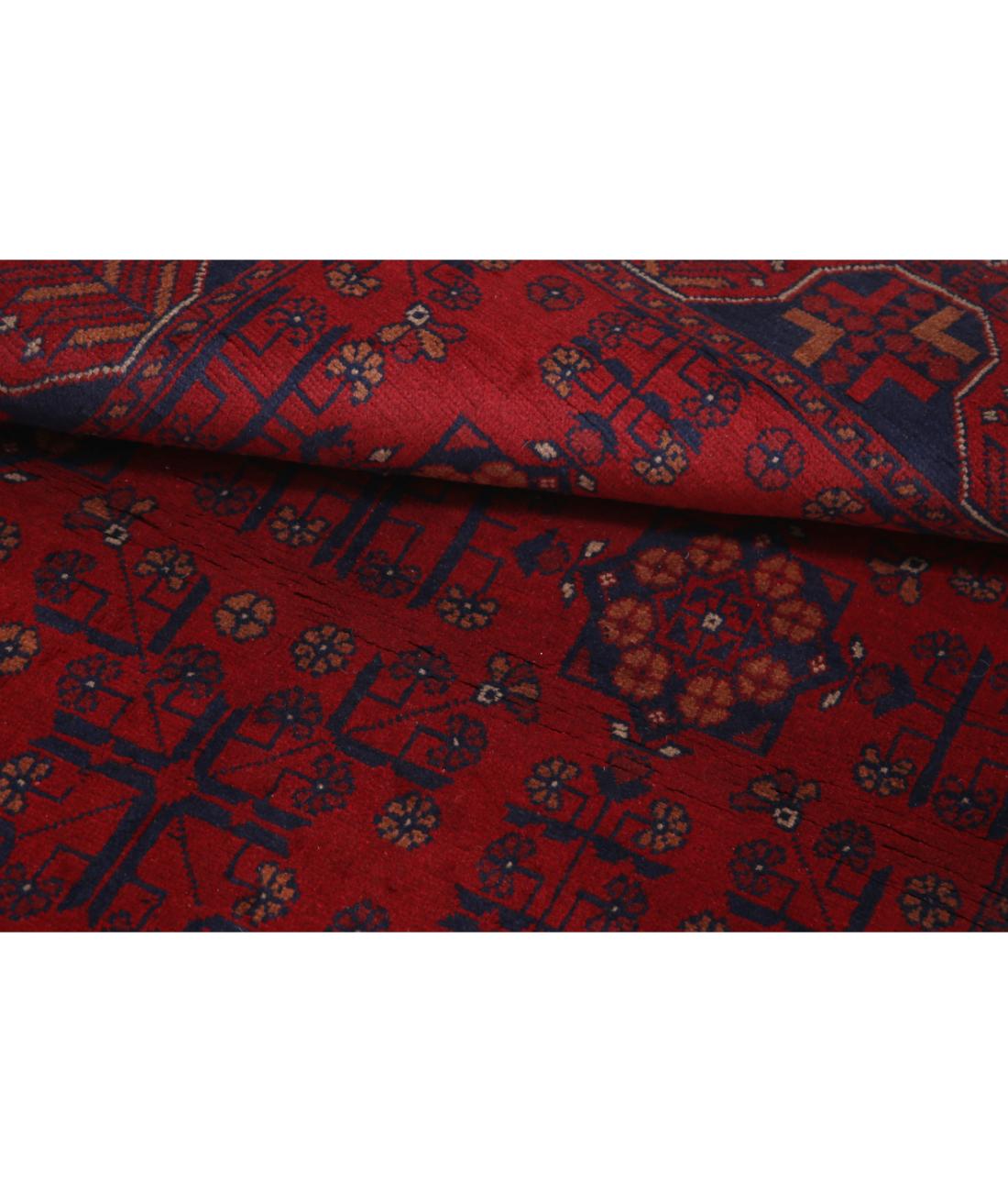 Afghan 4' 2" X 6' 4" Hand-Knotted Wool Rug 4' 2" X 6' 4" (127 X 193) / Red / Blue