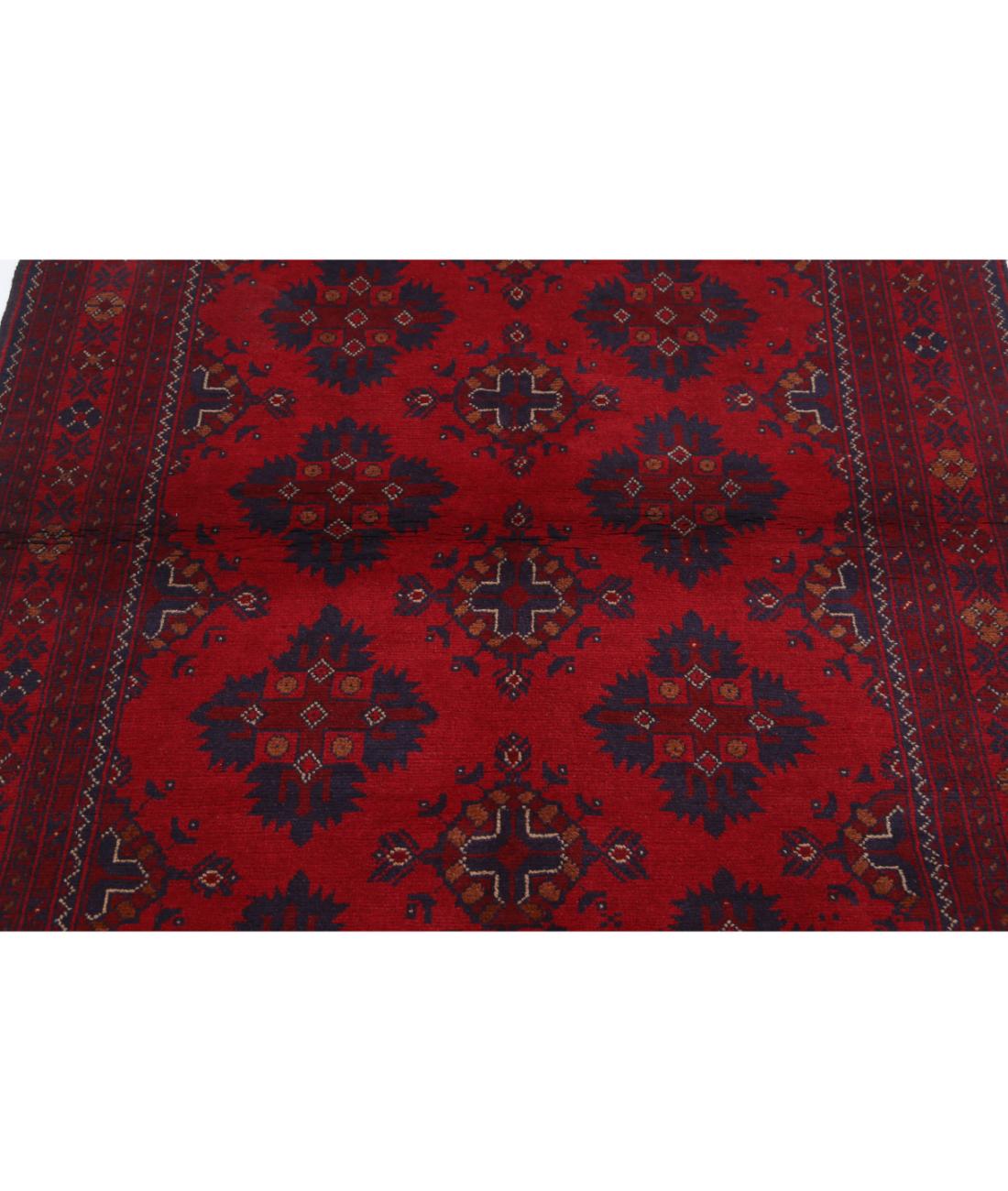 Afghan 4' 1" X 6' 1" Hand-Knotted Wool Rug 4' 1" X 6' 1" (124 X 185) / Red / Blue