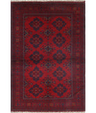 Afghan 4' 1" X 6' 1" Hand-Knotted Wool Rug 4' 1" X 6' 1" (124 X 185) / Red / Blue