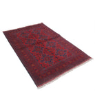 Afghan 4' 3" X 6' 4" Hand-Knotted Wool Rug 4' 3" X 6' 4" (130 X 193) / Red / Blue