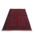 Afghan 4' 3" X 6' 4" Hand-Knotted Wool Rug 4' 3" X 6' 4" (130 X 193) / Red / Blue