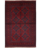 Afghan 4' 3" X 6' 4" Hand-Knotted Wool Rug 4' 3" X 6' 4" (130 X 193) / Red / Blue