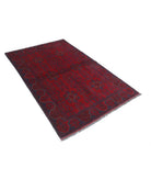 Afghan 4' 2" X 6' 5" Hand-Knotted Wool Rug 4' 2" X 6' 5" (127 X 196) / Red / Blue