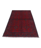 Afghan 4' 2" X 6' 5" Hand-Knotted Wool Rug 4' 2" X 6' 5" (127 X 196) / Red / Blue