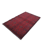 Afghan 4' 2" X 6' 5" Hand-Knotted Wool Rug 4' 2" X 6' 5" (127 X 196) / Red / Blue