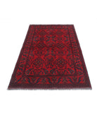 Afghan 4' 2" X 6' 4" Hand-Knotted Wool Rug 4' 2" X 6' 4" (127 X 193) / Red / Blue