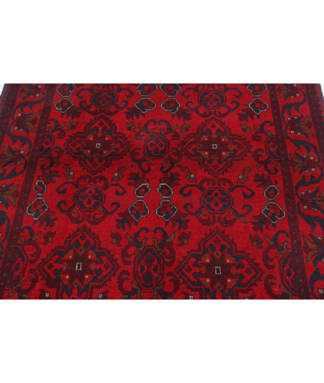 Afghan 4' 2" X 6' 4" Hand-Knotted Wool Rug 4' 2" X 6' 4" (127 X 193) / Red / Blue