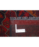 Afghan 4' 0" X 6' 4" Hand-Knotted Wool Rug 4' 0" X 6' 4" (122 X 193) / Red / Blue