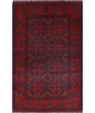 Afghan 4' 0" X 6' 4" Hand-Knotted Wool Rug 4' 0" X 6' 4" (122 X 193) / Red / Blue