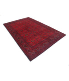 Afghan 6' 6" X 9' 8" Hand-Knotted Wool Rug 6' 6" X 9' 8" (198 X 295) / Red / Blue