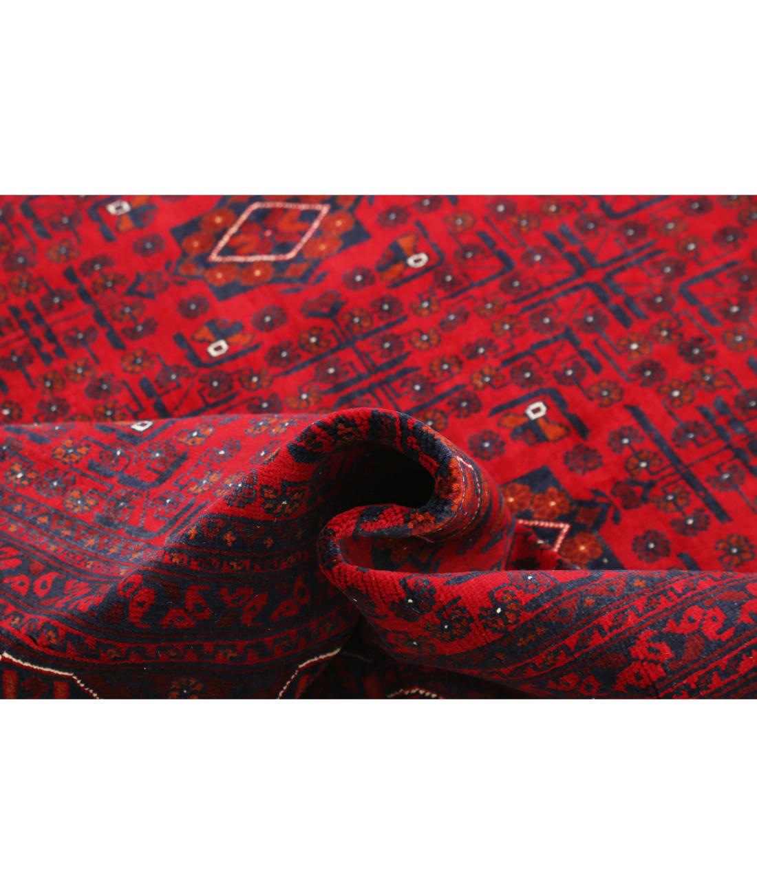 Afghan 6' 6" X 9' 8" Hand-Knotted Wool Rug 6' 6" X 9' 8" (198 X 295) / Red / Blue