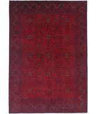 Afghan 6' 6" X 9' 8" Hand-Knotted Wool Rug 6' 6" X 9' 8" (198 X 295) / Red / Blue