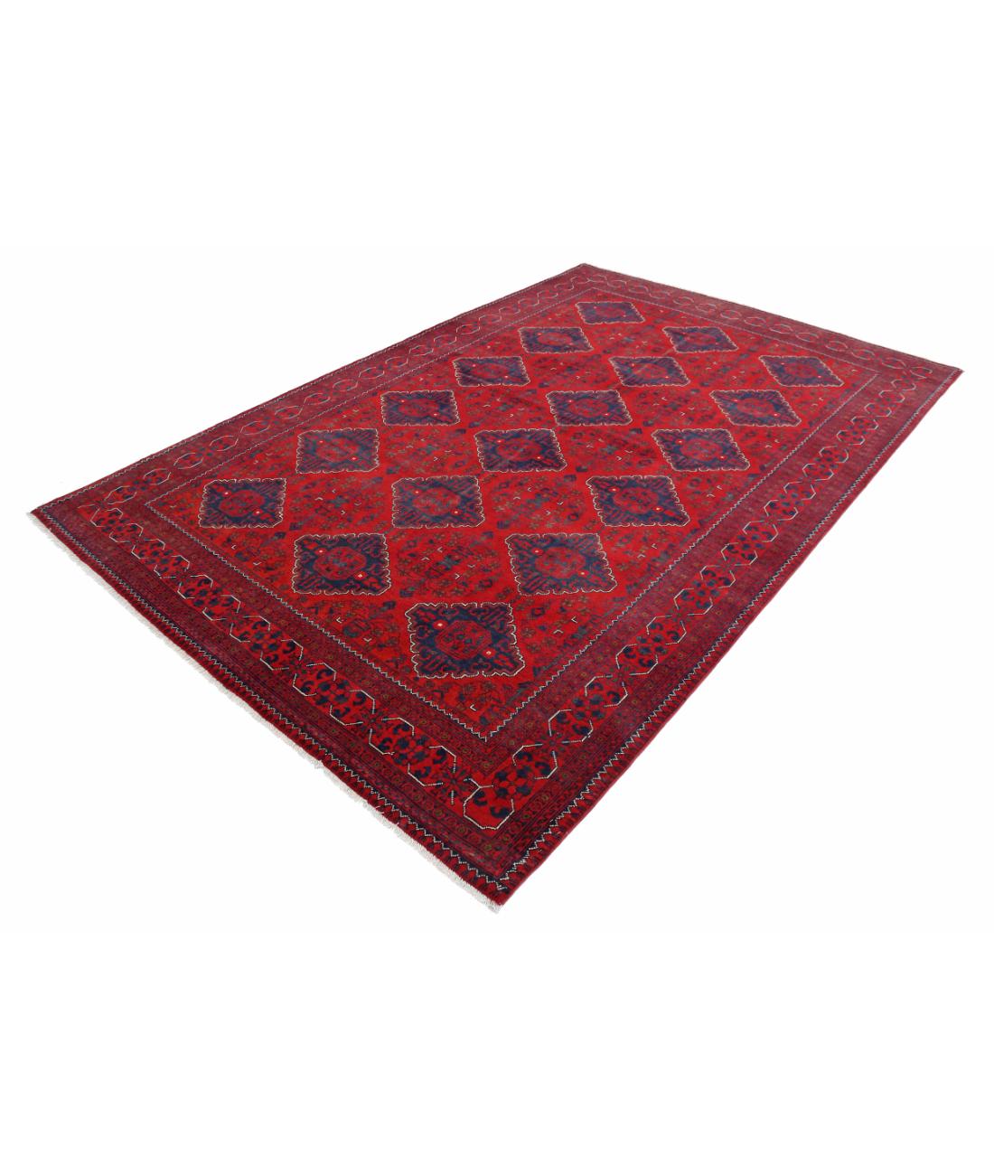 Afghan 6' 6" X 9' 10" Hand-Knotted Wool Rug 6' 6" X 9' 10" (198 X 300) / Red / Blue