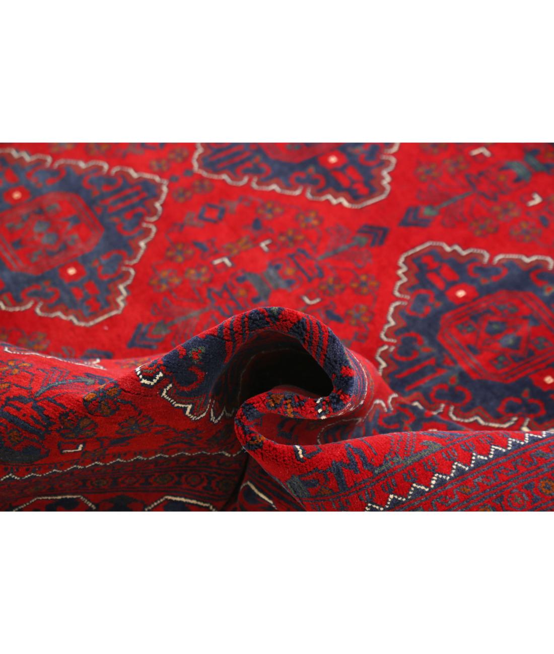 Afghan 6' 6" X 9' 10" Hand-Knotted Wool Rug 6' 6" X 9' 10" (198 X 300) / Red / Blue