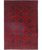 Afghan 6' 6" X 9' 10" Hand-Knotted Wool Rug 6' 6" X 9' 10" (198 X 300) / Red / Blue