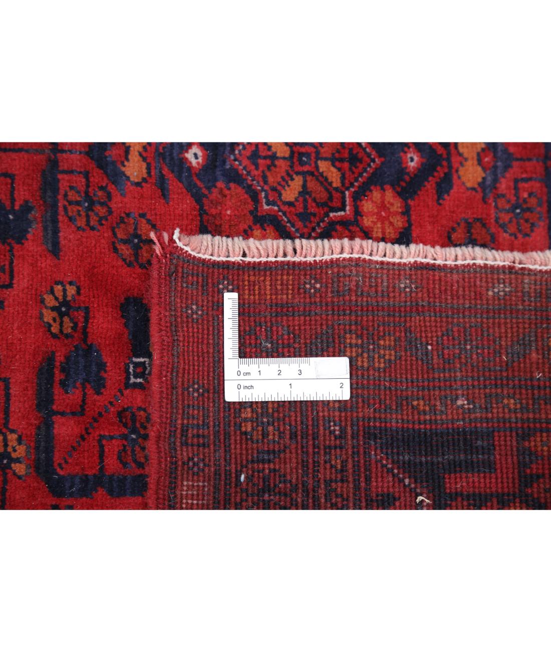 Afghan 4' 9" X 5' 11" Hand-Knotted Wool Rug 4' 9" X 5' 11" (145 X 180) / Red / Blue