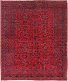 Afghan 4' 9" X 5' 11" Hand-Knotted Wool Rug 4' 9" X 5' 11" (145 X 180) / Red / Blue