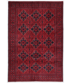 Hand Knotted Afghan Wool Rug 6' 4" X 9' 6" 6' 4" X 9' 6" (193 X 290) / Red / Black